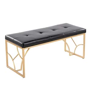 Constellation Black Faux Leather and Gold Metal 43.5 in. Bedroom Bench (21 in. H x 43.5 in. W x 18 in. D)