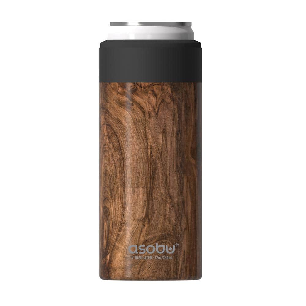 Wood Grain Slim Can Insulated Cooler Sleeve, 12-Oz Capacity