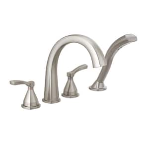 Stryke 2-Handle Deck Mount Roman Tub Faucet Trim Kit in Stainless with Hand Shower (Valve Not Included)