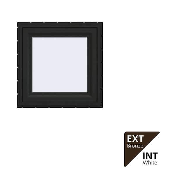 24 in. x 24 in. V-4500 Series Bronze FiniShield Vinyl Right-Handed Casement Window with Fiberglass Mesh Screen