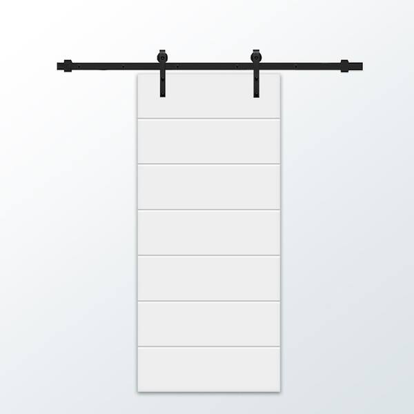 CALHOME 30 in. x 96 in. White Painted Composite MDF Paneled Interior Sliding Barn Door with Hardware Kit