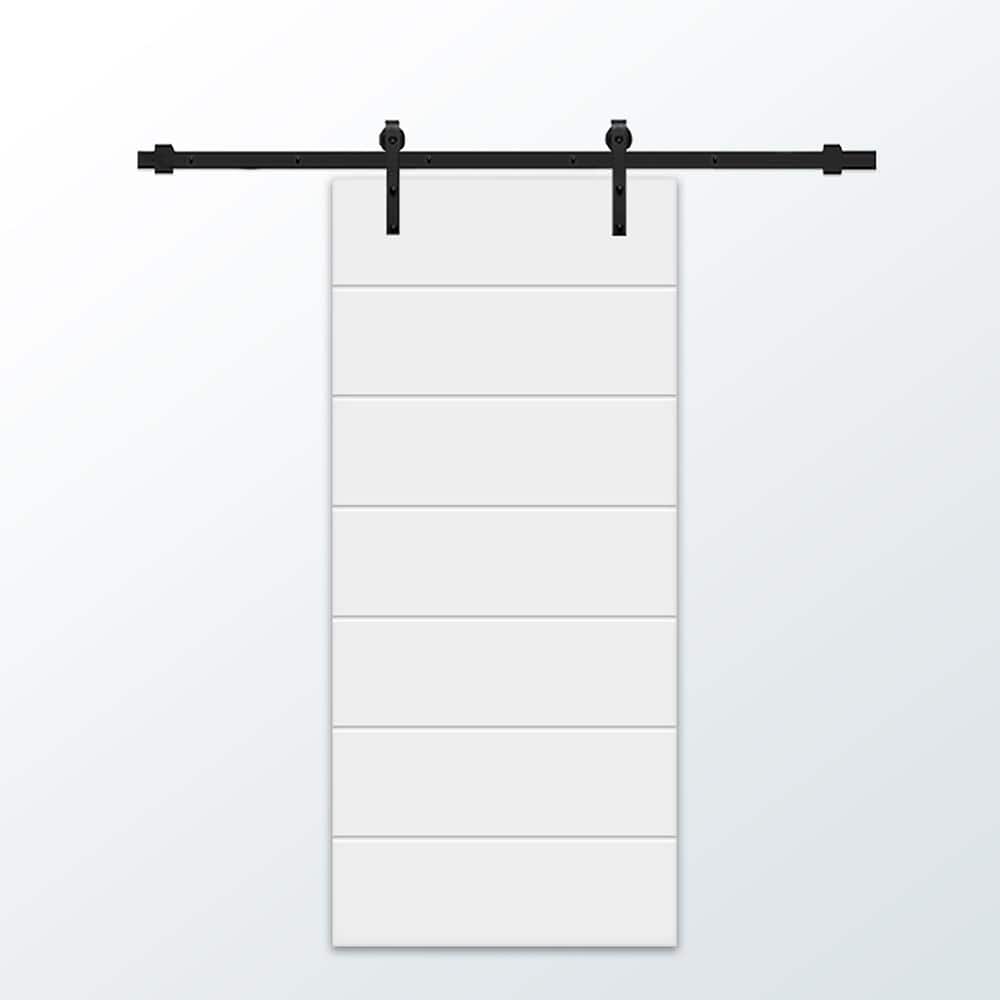36 in. x 96 in. White Painted Composite MDF Paneled Interior Sliding Barn Door with Hardware Kit price history on PriceWatchPro