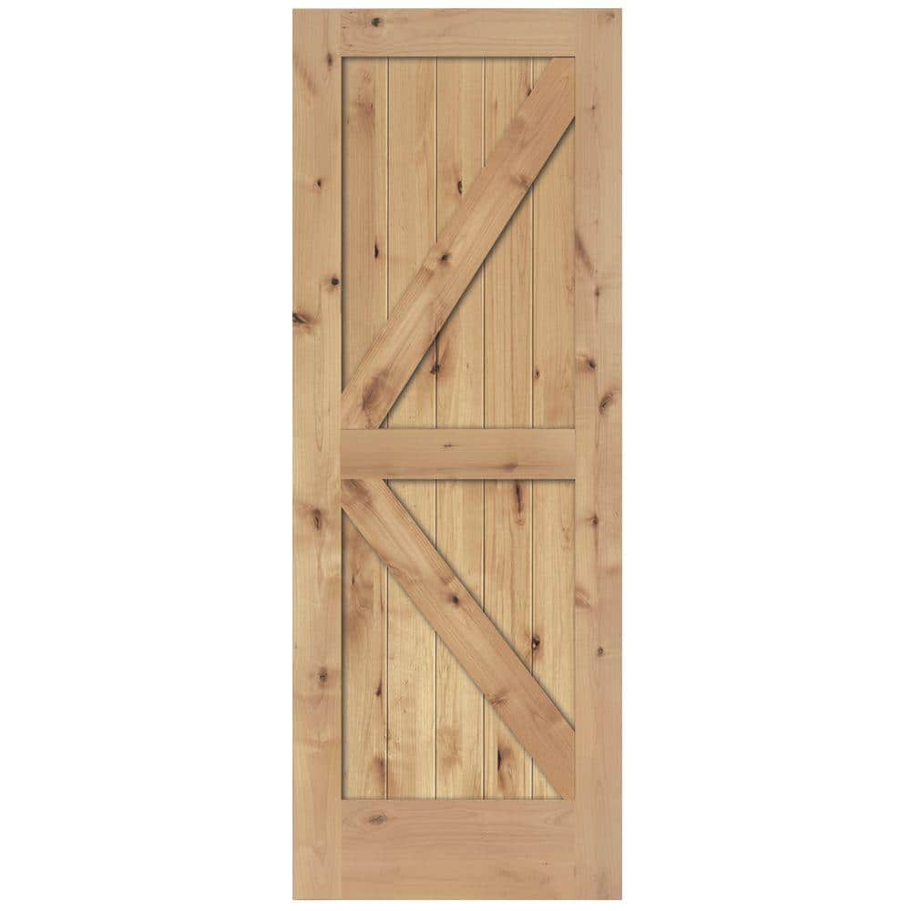 Steves Sons 30 In X 80 In 2 Panel Solid Core Unfinished Knotty Alder Interior Barn Door Slab M64jknnnac99