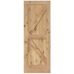 30 in. x 80 in. 2-Panel Solid Core Unfinished Knotty Alder Interior Barn Door Slab
