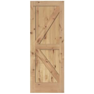 36 in. x 80 in. 2-Panel Solid Core Unfinished Knotty Alder Interior Barn Door Slab