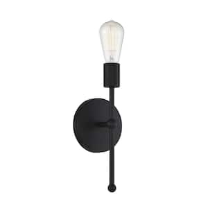 6 in. W x 12 in. H 1-Light Matte Black Wall Sconce with Exposed Bulb