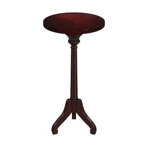 Florence 12 in. Cherry Brown Round Wood Pedestal Accent Table 24 in. H x 12 in. W x 12 in. D