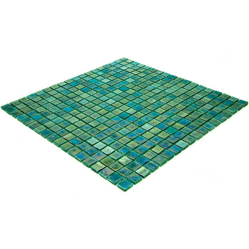 Green-Blue Glossy Glass Mosaic Wall and Floor Tile