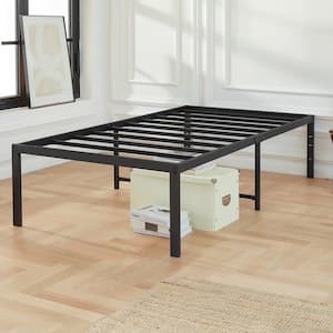 18in. Black Bed Frame Twin Metal Platform Bed with Underbed Storage