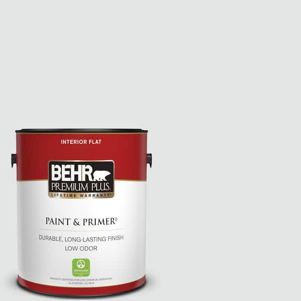 BEHR PREMIUM PLUS 1 gal. #BL-W02 Ice Sculpture Flat Low Odor Interior Paint & Primer