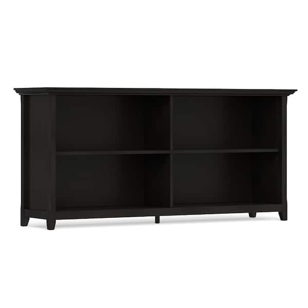 Transitional Bookcase Simpli Home Amherst 30 in. Tall Hickory Brown Solid Wood 4-Shelf ...