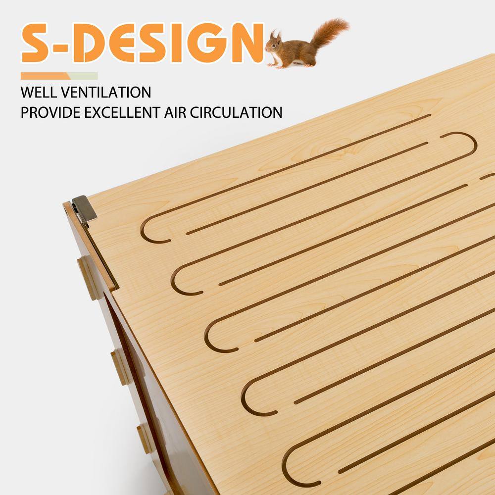 Natural Wood Large Hamster Cage with Acrylic Panels