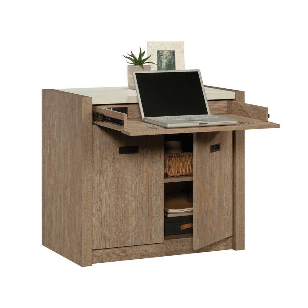 Brushed Oak and White Office Library Base with Adjustable Shelving