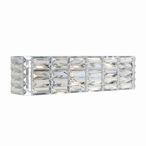 Evelyn Crystal Rectangle 24.25 in. 3-Light Chrome Iron/Crystal Glam Modern LED Vanity Light