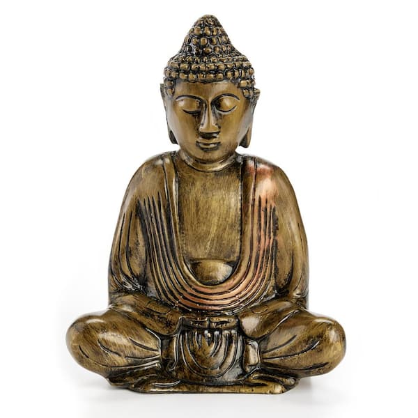 Good Directions 8 in. Meditating Buddha Cast Aluminum Decorative Statue