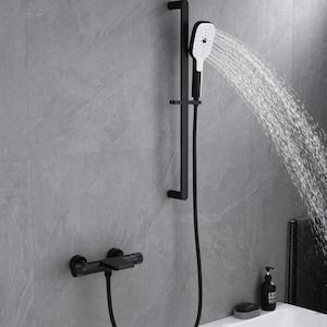 Thermostatic 2-Spray Tub and Shower Faucet with 3 Setting Hand Shower in Matte Black (Valve Included)