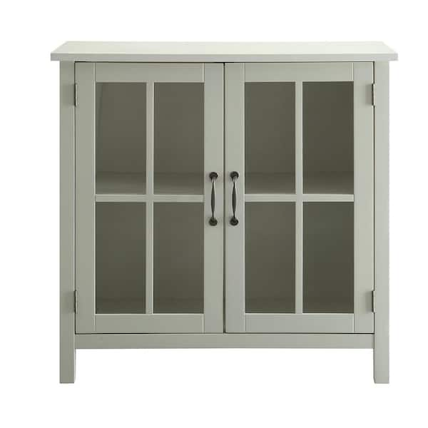 USL Olivia White Accent Cabinet and 2-Glass Doors