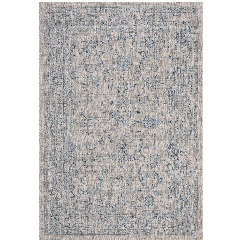 Gray/Navy 9' x 12' Stain-Resistant Synthetic Rectangular Rug