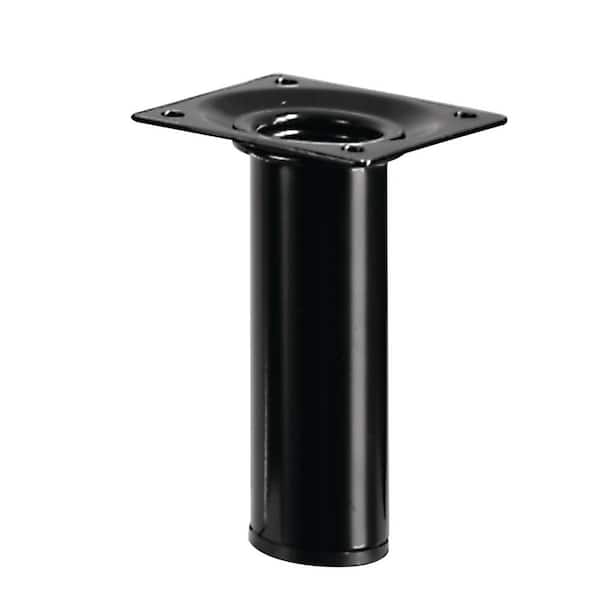 Hettich 7.8 in. Black Oval Adjustable Metal Table Legs, Desk Legs, Furniture Legs (Set of 4)