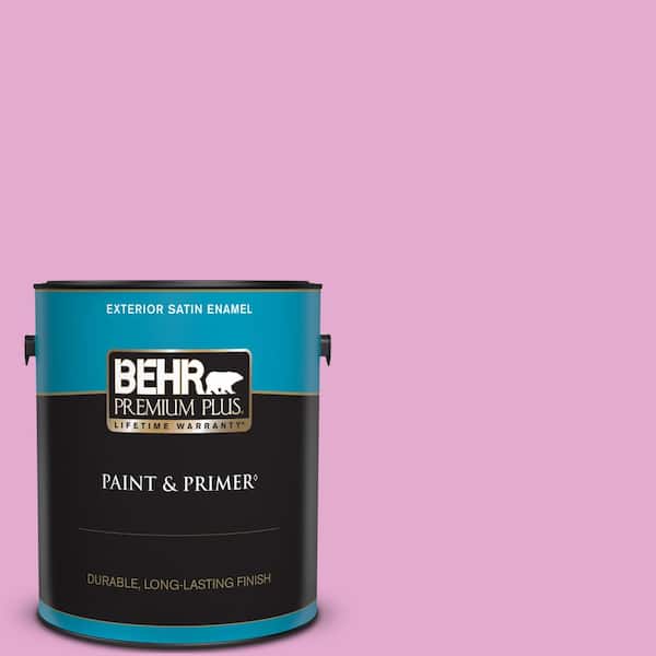 BEHR PREMIUM PLUS 1 gal. #680A-3 Pink Bliss Satin Enamel Exterior Paint & Primer