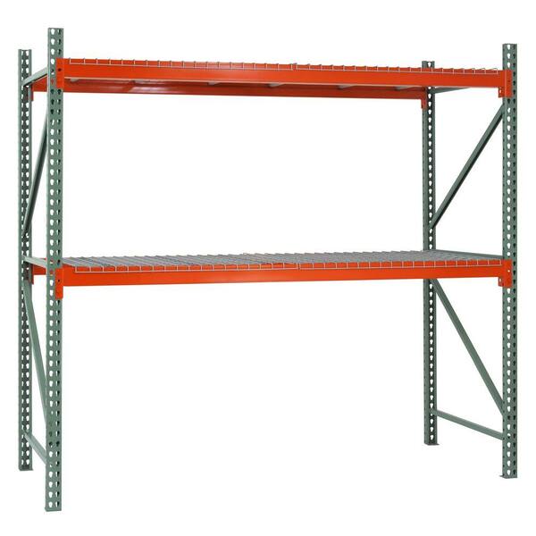 Edsal 120 in. H x 120 in. W x 42 in. D 2-Shelf Steel Pallet Rack Starter Kit in Green/Orange