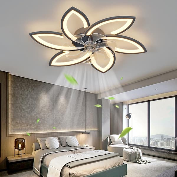 Magic Home 31 in. Remote LED Ceiling Fan Flower Shape Bedroom Living Room Ceiling Lamp with Dimmable Light, 6 Gear Wind Speed Fan