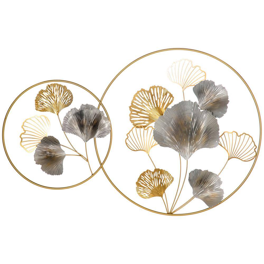 Luxenhome White, Black, And Gold Metal Ginkgo Leaves Modern Wall Decor  Multicolored : Target