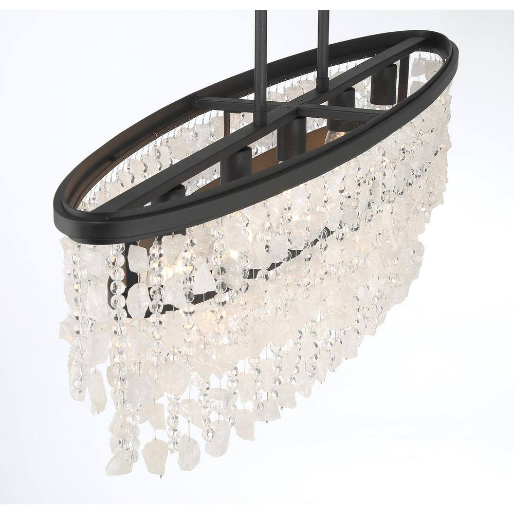 Shimmering Elegance Black Crystal 5-Light Island Chandelier