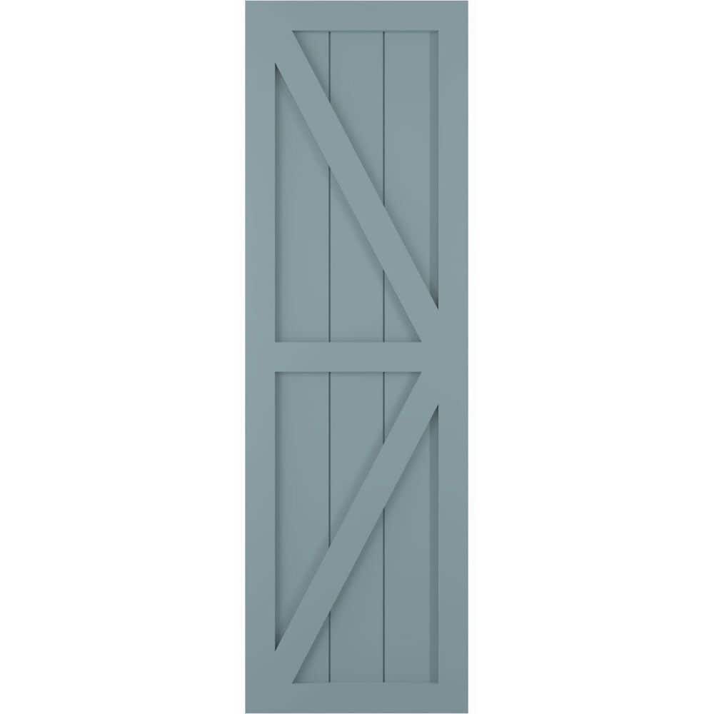 12 in. x 54 in. PVC Two Equal Panel Farmhouse Fixed Mount Board and Batten Shutters with Z-Bar, Peaceful Blue (Per Pair) price history on PriceWatchPro