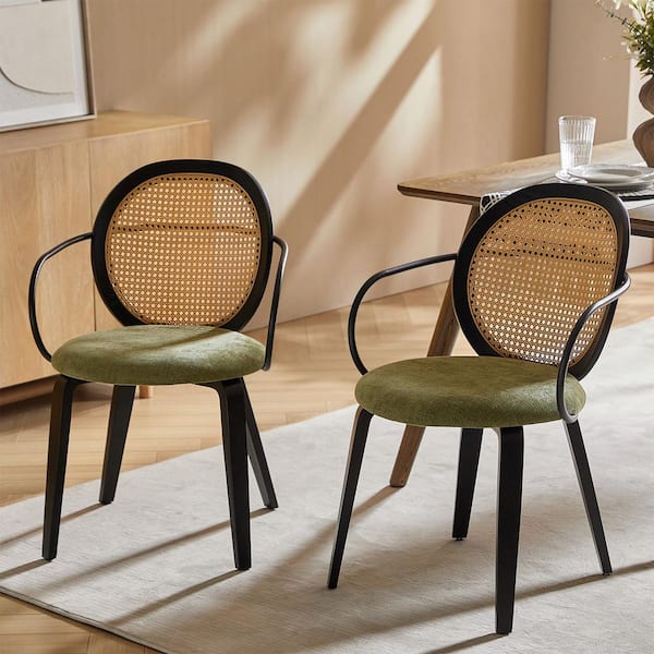 Julian Moss Polyester Dinning Chair with Solid bentwood legs