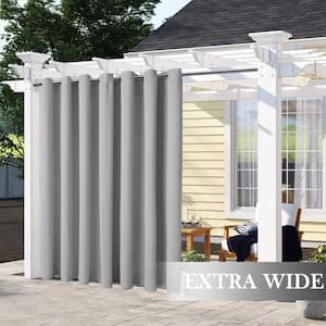 Extra Wide Outdoor Curtains for Patio 100 in W x 84 in L , Light Grey