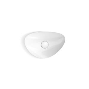 Veil 21 in. Trough Vessel Bathroom Sink In White with No Overflow Drain