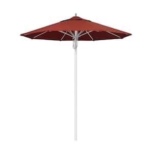 7.5 ft. Silver Aluminum Commercial Market Patio Umbrella Fiberglass Ribs and Pulley Lift in Terracotta Sunbrella