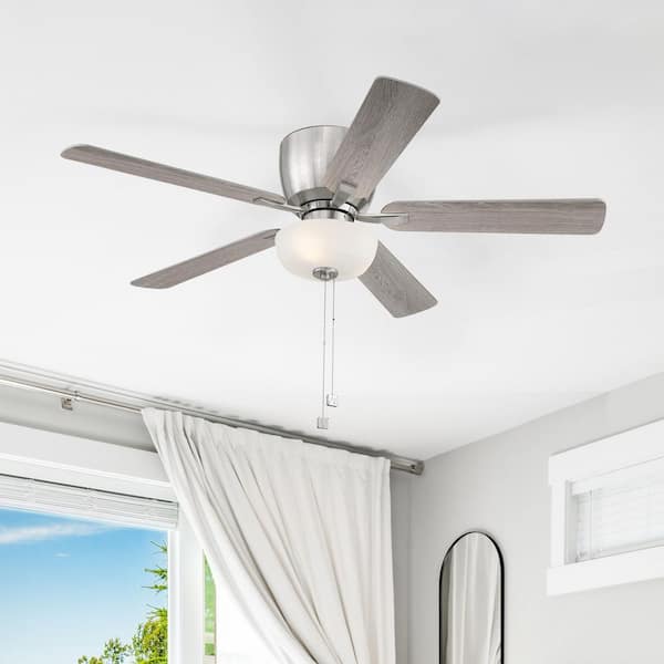 Designers Fountain Gallant 52 in. LED Indoor/Covered Outdoor Brushed Nickel Hugger Ceiling Fan with Pull Chain Control and Bulbs Included