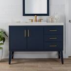 Willmar 49 in. W x 19 in. D x 37 in. H Single Sink Freestanding Bath Vanity in Blue with White Cultured Marble Top