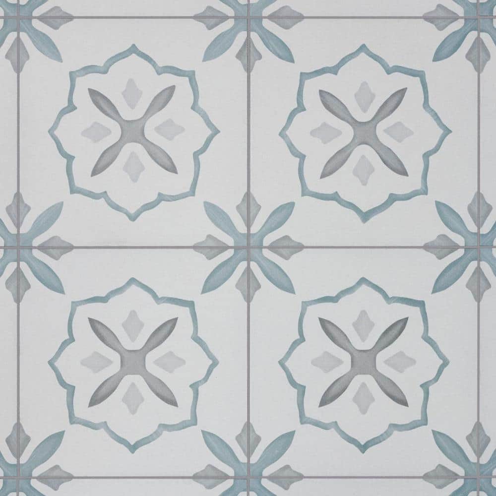 Stella Blue and Gray Matte Porcelain Encaustic Tile