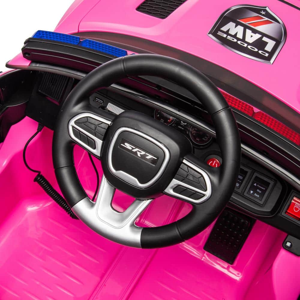 Pink 12V Dodge Kids Ride-On Police Car with Remote Control