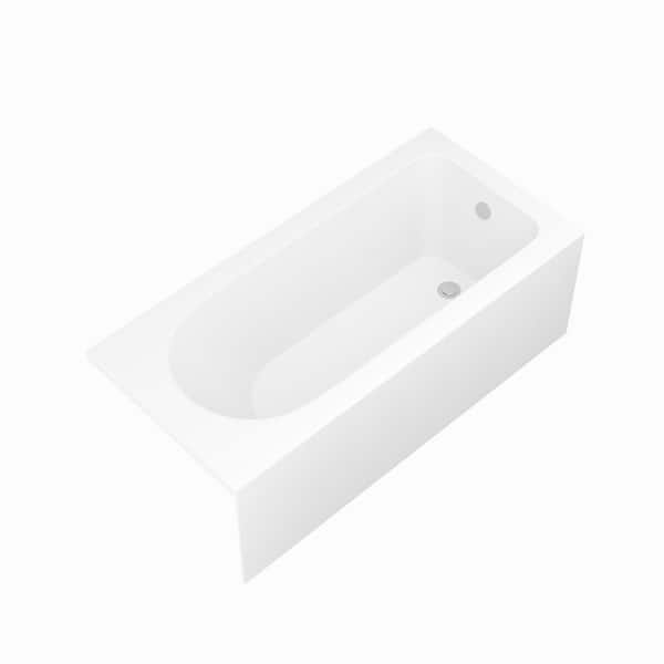 59 in. x 27 in. Soaking Bathtub with Right Drain in Glossy White,with Skirt,Back-to-Wall Design, Chrome Hand-Twist Drain