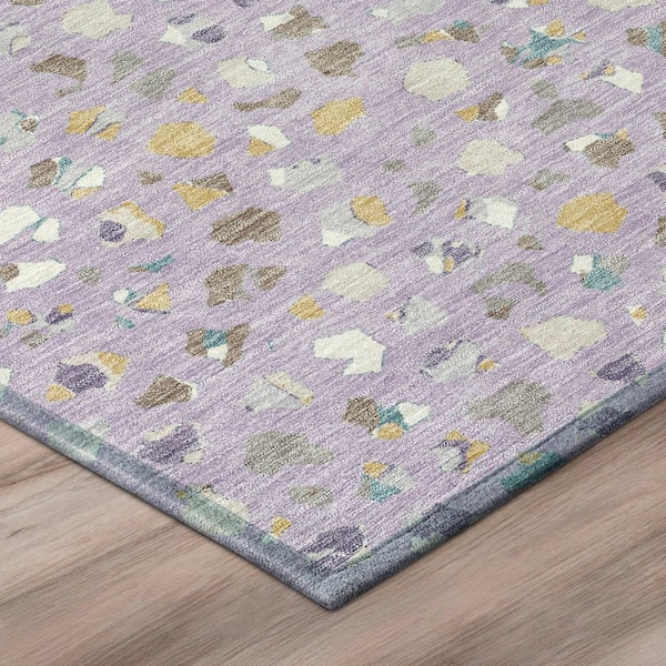 Chantille Machine Washable Indoor/Outdoor Abstract ACN3089 Lavender 8 ft. x 8 ft. Round Rug