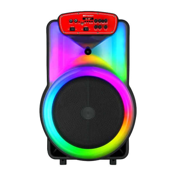 Portable Bluetooth 15-Inch Party Speaker with Flame Lighting, Built-in Rechargeable Battery and Remote Control.