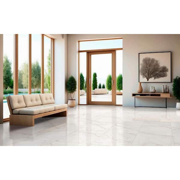 Briella Gold 24 in. x 24 in. Polished Porcelain Marble Look Floor and Wall Tile (16 sq. ft./ Case)