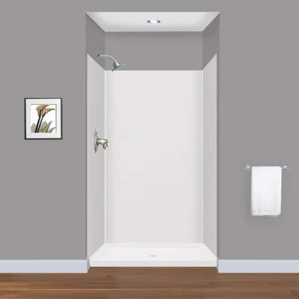Transolid Expressions 36 in. x 48 in. x 72 in. 3-Piece Easy Up Adhesive Alcove Shower Wall Surround in Grey