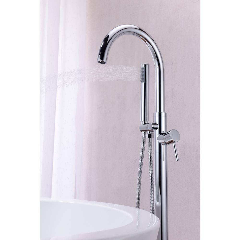 Polished Chrome Freestanding Clawfoot Tub Faucet with Hand Shower