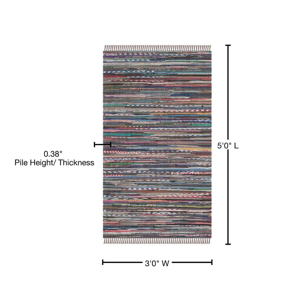 Rust and Multicolor Handwoven Cotton Area Rug 3' x 5'