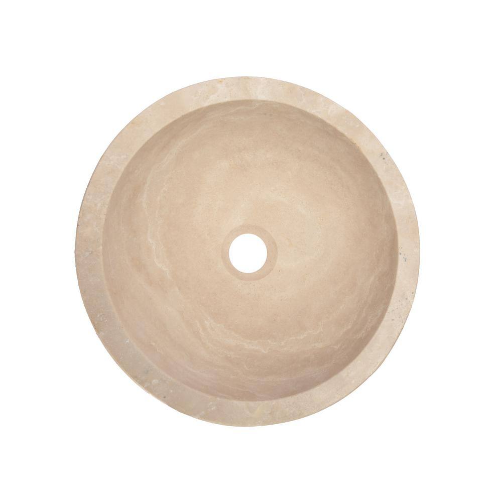 Eden Bath 14'' Beige Travertine Stone Vessel Sink