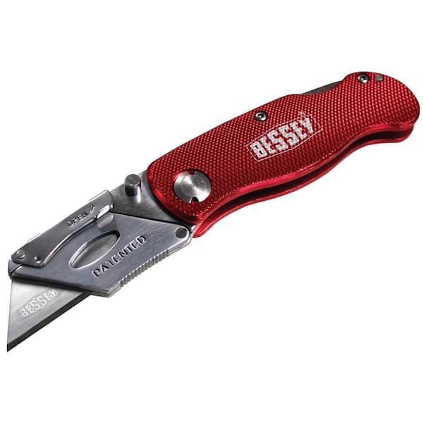 BESSEY Steel Stright Edge Folding Utility Knife with Lockable BladeD