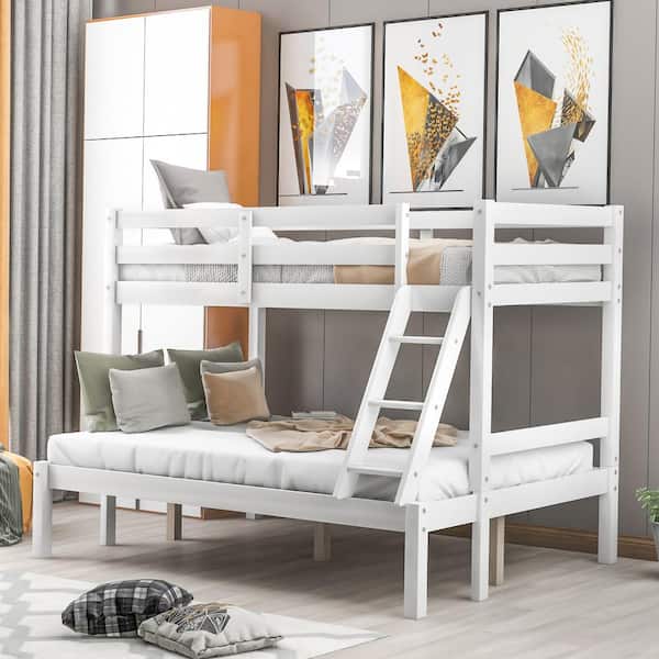 White Twin Over Full Bunk Bed Daybed, How Do You Make A Bunk Bed Ladder More Comfortable