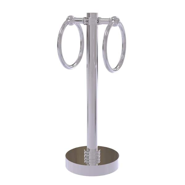 Allied Brass Vanity Top 2-Towel Ring Guest Towel Holder with Dotted Accents in Polished Chrome