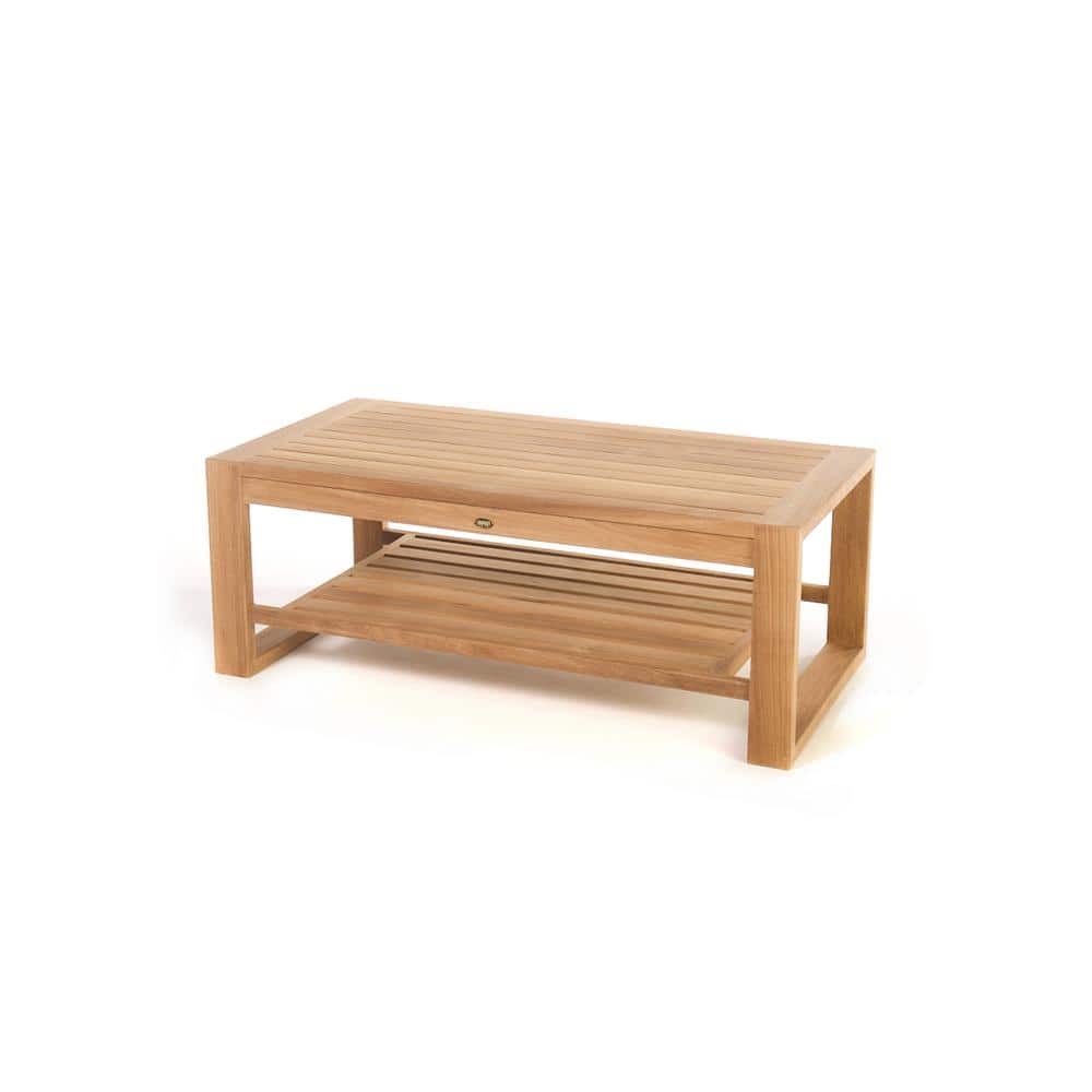 Seville 47 in. x 24 in. Rectangular Natural Teak Outdoor Coffee Table with 