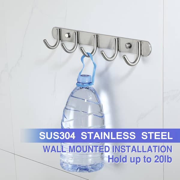 Weirun 2-Pack Stainless Steel Heavy Duty Wall Hook – Brushed Finish, 3mm Thick, Concealed Screws – For Towels, Coats, Hats, Kitchen Utensils